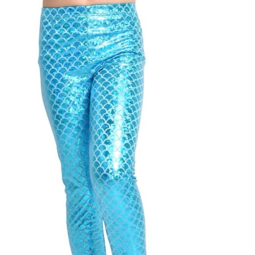 YgneeDom Kids Girls Small Mermaid Leggings Shiny Metallic Scale Pants